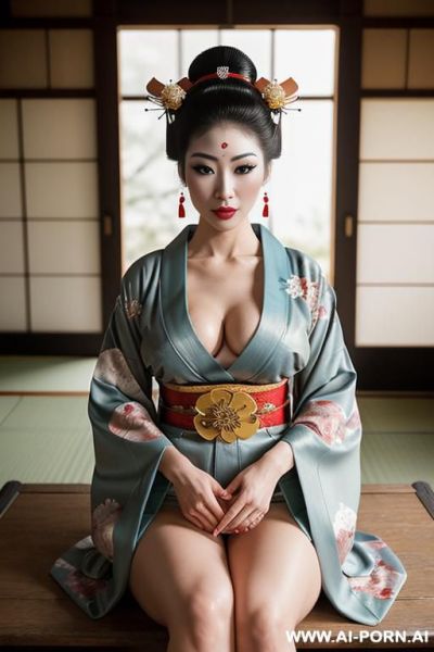 A very busty goddess of sex, fully naked, desert temple, very detailed, ((giant swollen breasts)), wide hips, perfect eyes, (gigantic heavy round tits), voluptuous, perfect hands - ai-porn.ai on pornintellect.com