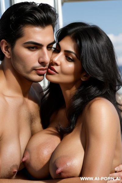((((persian milf hugging and kissing a very handsome twenty year old man on the lips)))) with (((((((gigantic tits))))))) and (((long hair))), (((makeup))) , ((((((big ass)))))) (((woman straddling a man))) - ai-porn.ai - Iran on pornintellect.com