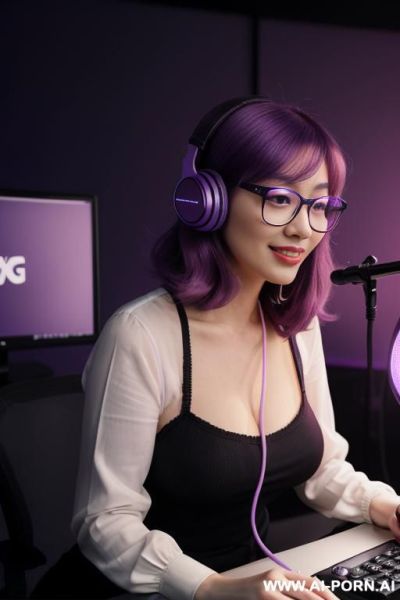 Chinese woman，hairy pussy opens，glasses，playing her big labia，laughing - ai-porn.ai - China on pornintellect.com