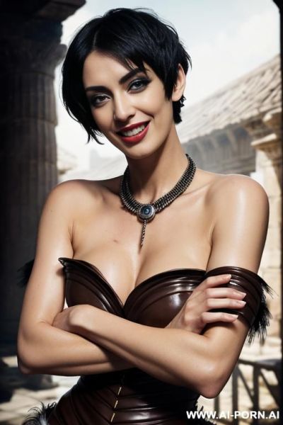 A very busty (ancient greek goddess of sex), very detailed, ((giant swollen breasts)), wide hips, perfect eyes, (gigantic heavy round tits), voluptuous, perfect hands, mystical ancient terrace, (mythical), (high quality), powerful and sexy - ai-porn.ai - Greece on pornintellect.com