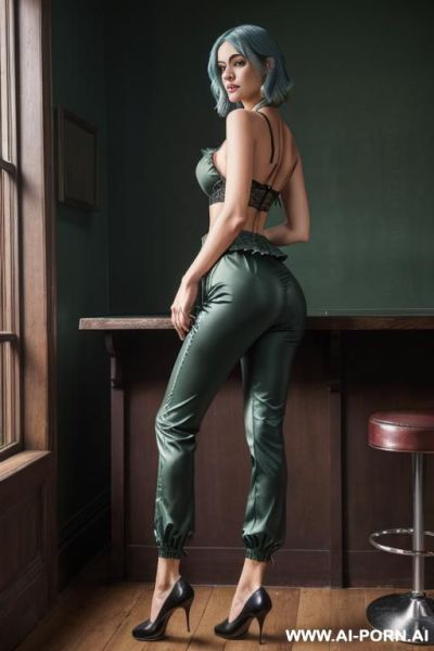 Mature woman, angry teacher, vintage bootcut blue jeans, oxford shoes, belt, ((view from the ground)), lean, twerking, ((full body)) - ai-porn.ai on pornintellect.com