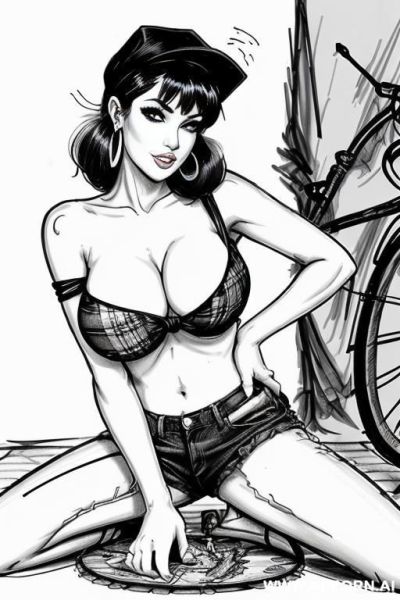 (((full body shot))), (at the sunset) (oíl skin body) , (hoop earrings), long, thick, brunette pixie haircut, (sexy slut), (((most beautiful woman ever))), (in the park), (sitting sideways bending - ai-porn.ai on pornintellect.com