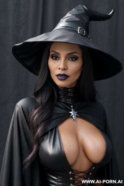 Ebony latina, shiny skin, large dark nipples, riding long boots - ai-porn.ai on pornintellect.com