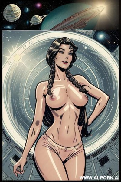 ((((image comic-drawing cartoon style)))) down level shot boobs in closedup ((((sky landscape bright sun)))) ((((in the space ship)))) ((((seductive gaze)))) pretty italian sci-fi woman full lips smile - ai-porn.ai - Italy on pornintellect.com