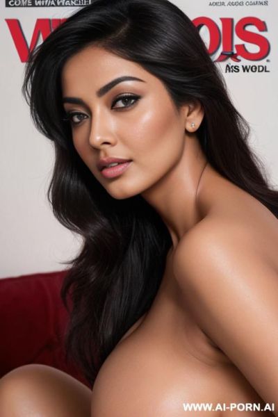 ((magazine centrefold of miss world model aish rai)) photo of side view, pov from high angle, photo realism, mage queen, indian milf, round face, soft cheeks, busty heavy boobs, nude, - ai-porn.ai - India on pornintellect.com