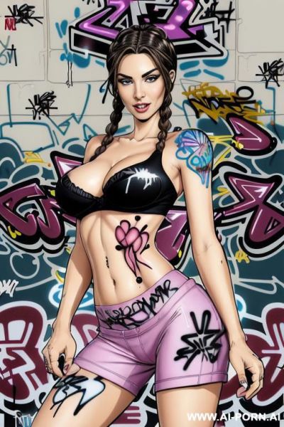 ((((image comic-drawing cartoon style)))) down level shot boobs in closedup ((((sky landscape)))) at the outdoor in the roller park ((((seductive gaze)))) from behind pretty italian woman full lips - ai-porn.ai - Italy on pornintellect.com