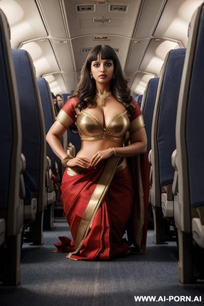 (kneeling down) (looking at the camera) (saree) - ai-porn.ai on pornintellect.com