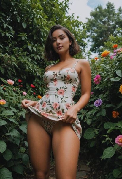 Petite AI generated babe Isabella Romero poses in the garden and rides a dick - pornpics.com on pornintellect.com