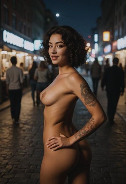 AI generated brunette has sex on a public street while totally naked - pornpics.com on pornintellect.com