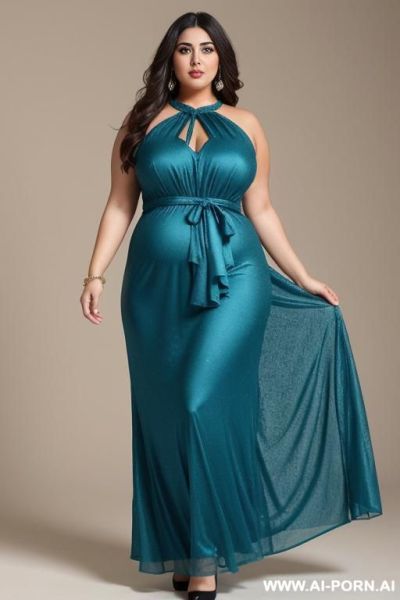 Very chubby belly pretty arab woman wearing long dress - ai-porn.ai on pornintellect.com