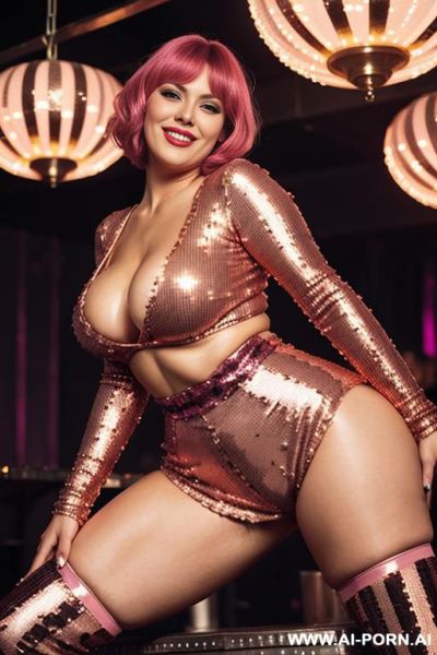 Devote chubby milf with short hair naked in an ancient harem, smiling, show ass and pussy - ai-porn.ai on pornintellect.com