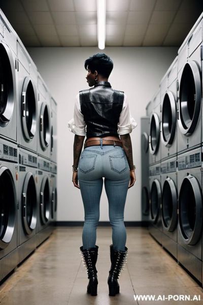 Ebony mature woman, straight blue jeans, pear ass, leather belt, brown ridding flats long boots - ai-porn.ai on pornintellect.com