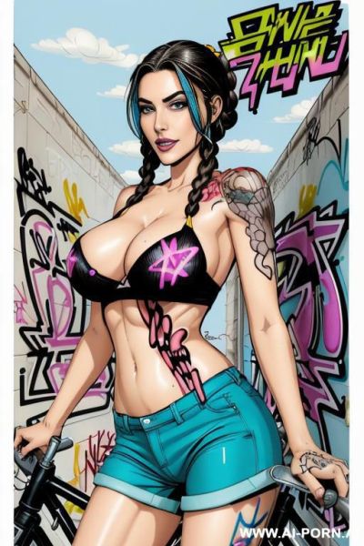 ((((image comic-drawing cartoon style)))) down level shot boobs in closedup ((((sky landscape)))) at the outdoor in the roller park ((((seductive gaze)))) from behind pretty italian woman full lips - ai-porn.ai - Italy on pornintellect.com