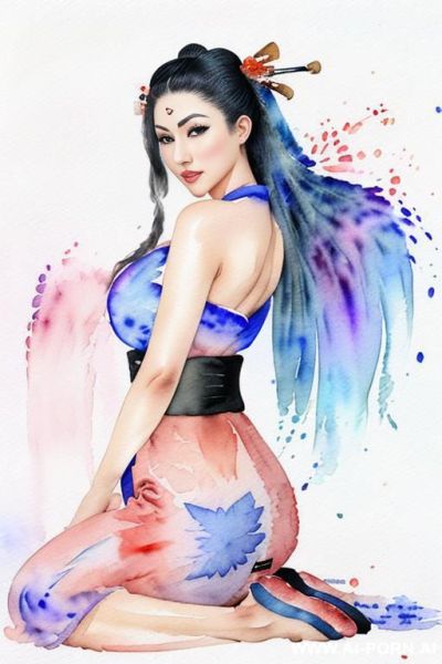 ((((at the almod field)))) ((((geisha)))) ((((image comic-drawing watercolor style)))) down level shot boobs in closedup ((((seductive gaze)))) from behind pretty italian woman full lips smile shocked - ai-porn.ai - Italy on pornintellect.com