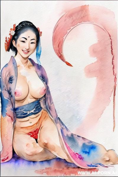 ((((showing tits)))) ((((topless)))) (((((geisha)))) ((((image comic-drawing watercolor style)))) ((((down level shot)))) ((((open kimono)))) ((((seductive gaze)))) ((((smile)))) ((((bending over sitting on)))) ((((image comic-drawing watercolor style)))) - ai-porn.ai on pornintellect.com
