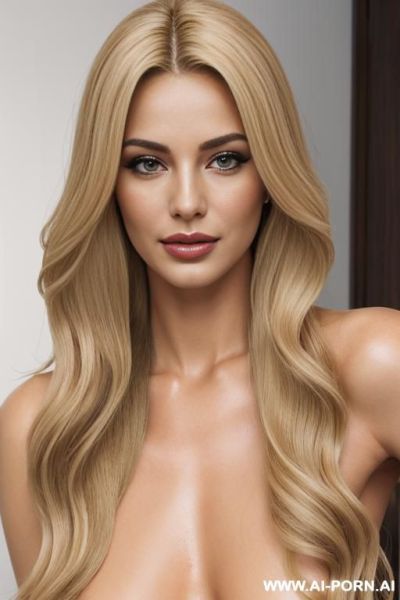 Great image, photorealistic, smle, pubes, straight wavy swept right part, body view, realistic hip size, iatina, makeup, proportionate but stocky body, totally naked. - ai-porn.ai on pornintellect.com