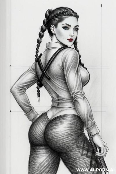 ((((mediun body shot)))) (((on three panels))) ((((each panel a different pose sexy)))) ((((image comic-drawing pencil style)))) ((((from behind)))) ass close up ((((landscape office)))) ((((security - ai-porn.ai - Italy on pornintellect.com
