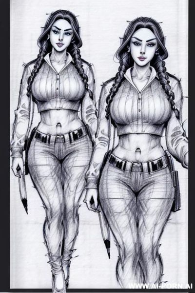 ((((full body shot)))) ((((in two panels))) ((((each panel a different pose sexy)))) ((((image comic-drawing pencil style)))) down level shot ass close up ((((landscape office)))) ((((security guard)))) - ai-porn.ai - Italy on pornintellect.com