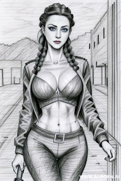 ((((mediun body shot)))) ((((image comic-drawing pencil style)))) down level shot boobs close up ((((landscape office)))) ((((security guard)))) ((((walking sexy pose)))) ((((shameless)))) ((((horizonte gaze)))) - ai-porn.ai - Italy on pornintellect.com
