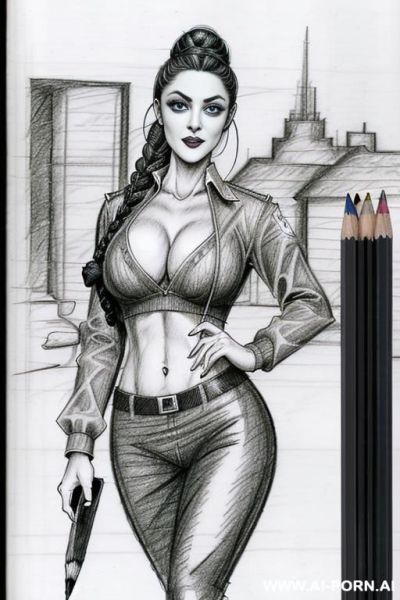 ((((mediun body shot)))) ((((image comic-drawing pencil style)))) down level shot boobs close up ((((landscape office)))) ((((security guard)))) ((((walking sexy pose)))) ((((side gaze)))) ((((big eyes)))) - ai-porn.ai - Italy on pornintellect.com