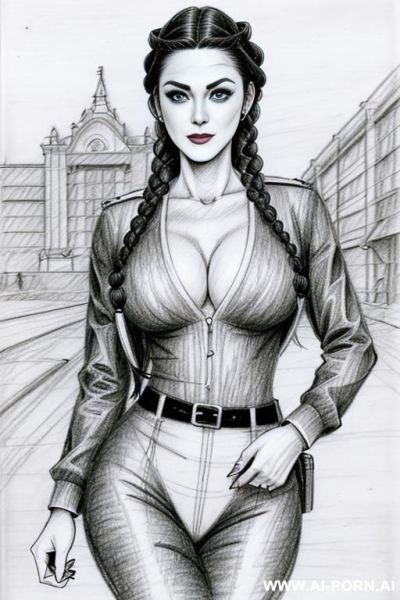 ((((mediun body shot)))) ((((image comic-drawing pencil style)))) down level shot boobs close up ((((landscape office)))) ((((security guard)))) ((((walking sexy pose)))) ((((front gaze)))) ((((big eyes)))) - ai-porn.ai - Italy on pornintellect.com