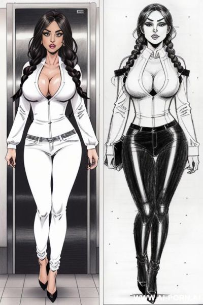 ((((full body shot)))) (((on three panels))) ((((each panel a different pose sexy)))) ((((image comic-drawing pencil style)))) down level shot ((((exiting elevator)))) ((((security guard)))) ((((walking)))) - ai-porn.ai - Italy on pornintellect.com