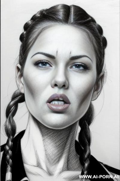 ((((image comic-drawing pencil style)))) down level shot ((((face close up)))) ((((front face)))) ((((security guard)))) ((((open mouth)))) ((((very very open eyes)))) pretty italian woman full red lips, - ai-porn.ai - Italy on pornintellect.com