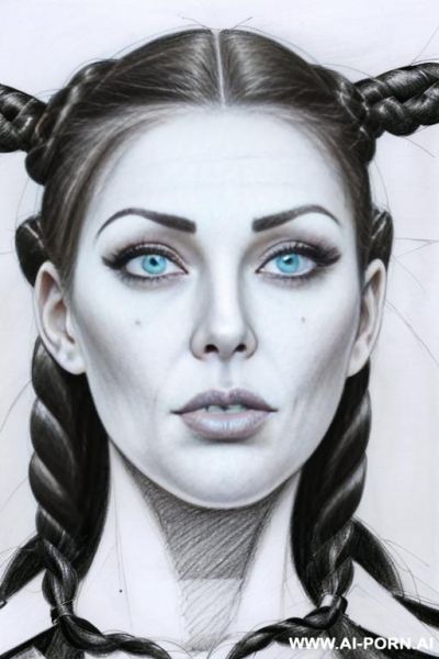 ((((image comic-drawing pencil style)))) down level shot ((((face close up)))) ((((front face)))) ((((security guard)))) ((((huge eyes)))) ((((very very open eyes)))) pretty italian woman full red lips, - ai-porn.ai - Italy on pornintellect.com