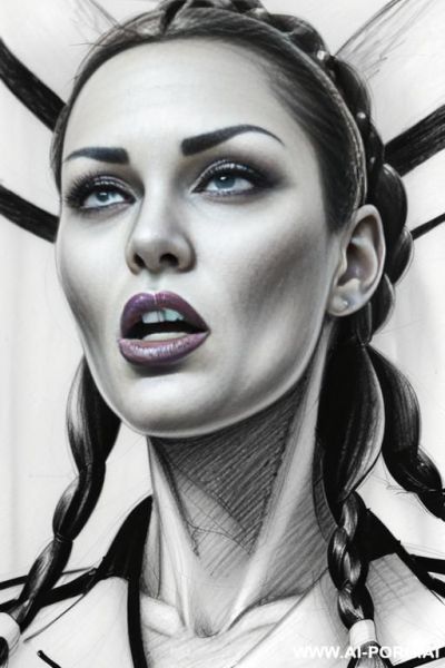 ((((image comic-drawing pencil style)))) down level shot ((((face close up)))) ((((front face)))) ((((security guard)))) ((((open mouth)))) ((((huge eyes)))) ((((very very open eyes)))) pretty italian woman - ai-porn.ai - Italy on pornintellect.com