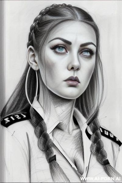 ((((image comic-drawing pencil style)))) down level shot ((((surpised face)))) ((((face close up)))) ((((front face)))) ((((security guard)))) ((((surprised face)))) ((((big eyes)))) pretty italian woman full - ai-porn.ai - Italy on pornintellect.com