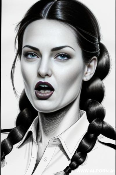 ((((medium body shot)))) ((((image comic-drawing pencil style)))) down level shot ((((face close up)))) ((((front face)))) ((((security guard)))) ((((open mouth)))) ((((very very open eyes)))) pretty italian - ai-porn.ai - Italy on pornintellect.com