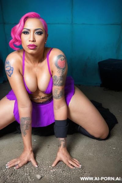 ((fifty year old mature fat bulky chubby weak submissive depraved degenerate cheap street slut gangster latina promiscuity hugging thirty year old very many very dominant muscular misogynistic bald - ai-porn.ai on pornintellect.com
