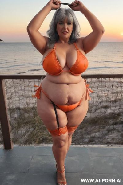 (in the sea on the beach sea cave)) ((tanlines) old old bbw sexy old granny body. one dress. curvy body old women. - ai-porn.ai on pornintellect.com