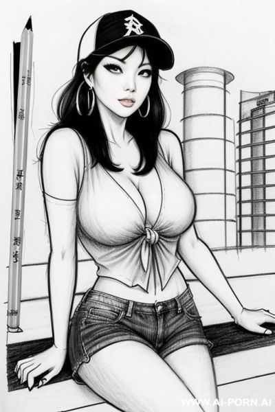 Landscape a under ground parking , (((image comic-drawing pencil style))) (((medium body shot))) (hoop earrings) long, chuby, (((confused))) brunette pixie haircut (sexy slut) ((((japanese woman)))) - ai-porn.ai - Japan on pornintellect.com
