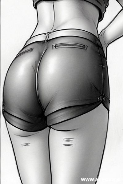 (((image comic-drawing pencil style))) (((close up ass shot))) ((((showing cheeky ass on tigth shorts)))) brunette pixie haircut (sexy slut) (from behind) (((in the underground parking))) (walking sexy) - ai-porn.ai on pornintellect.com