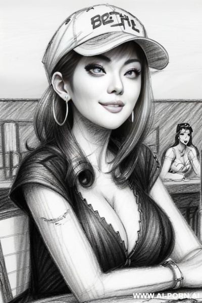((((image comic-drawing pencil style))) ((((boobs close up)))) , (((long body shot))) , (hoop earrings), brunette pixie haircut, (sexy slut) , ((((japanese woman)))) , ((((huge eyes)))) , (((most - ai-porn.ai - Japan on pornintellect.com