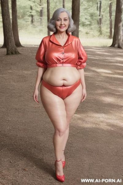 Old old sexy curvy bbw old granny, tight top, extremely pretty, full lips, button nose, hoop earrings, busty round boobs, hourglass figure, tight waist. big round ass in a dress. old women dancing with all her sexy old bbw friends in the woods camping. s - ai-porn.ai on pornintellect.com