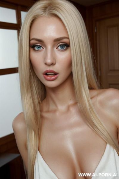 Blonde sexy woman, face very beautiful, splunge dress - ai-porn.ai on pornintellect.com