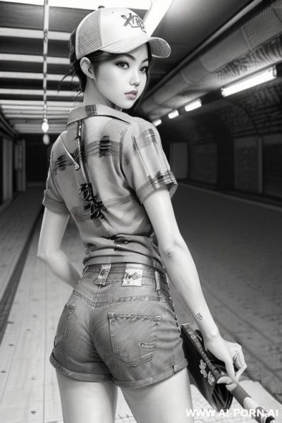 ((((image comic-drawing pencil style))) , (((medium body shot))), brunette pixie haircut, (sexy slut) , ((((japanese woman)))) , (((from behind))), ((((on the underground parking)))), ((((walking)))) , - ai-porn.ai - Japan on pornintellect.com