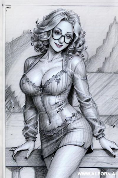 ((((in one panel))) ((((mediun body shot)))) ((((image comic-drawing pencil style)))) down level shot boobs in closedup from behind ((((landscape photography studio)))) ((((camera)))) ((((seductive gaze)))) - ai-porn.ai - Italy on pornintellect.com