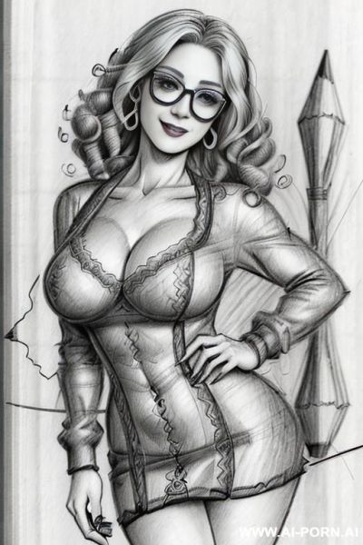 ((((in one panel))) ((((mediun body shot)))) ((((image comic-drawing pencil style)))) down level shot boobs in closedup ((((landscape photography studio)))) ((((camera)))) ((((seductive gaze)))) ((((big - ai-porn.ai - Italy on pornintellect.com