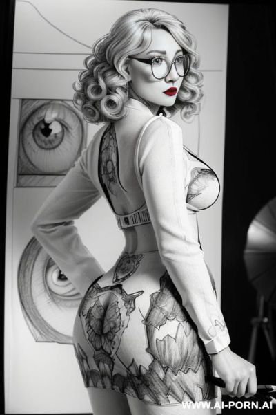 ((((mediun body shot)))) ((((image comic-drawing pencil style)))) down level shot boobs in closedup ((((from behind)))) ((((in the photography studio)))) ((((photography camera)))) ((((hate)))) ((((huge - ai-porn.ai - Italy on pornintellect.com