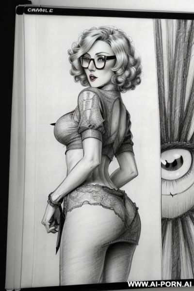 ((((mediun body shot)))) ((((image comic-drawing pencil style)))) down level shot boobs in closedup ((((from behind)))) ((((in the photography studio)))) ((((photography camera)))) ((((hate face)))) ((((huge - ai-porn.ai - Italy on pornintellect.com