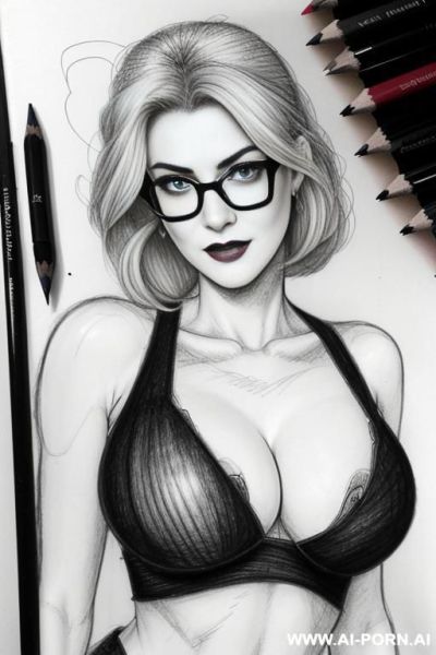 ((((mediun body shot)))) ((((image comic-drawing pencil style)))) down level shot boobs in closedup ((((camera)))) ((((disapointed)))) ((((big eyes)))) pretty italian woman full red lips, huge smile, - ai-porn.ai - Italy on pornintellect.com