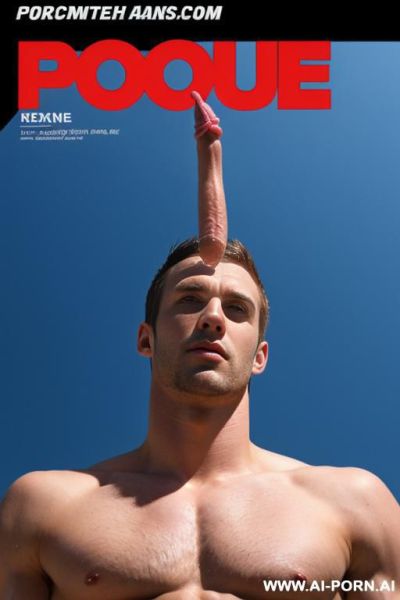 Porno magazine cover: completely naked athletic man with a very long penis in an erect state. show a long penis in an erect state. a man is masturbating his big penis. - ai-porn.ai on pornintellect.com