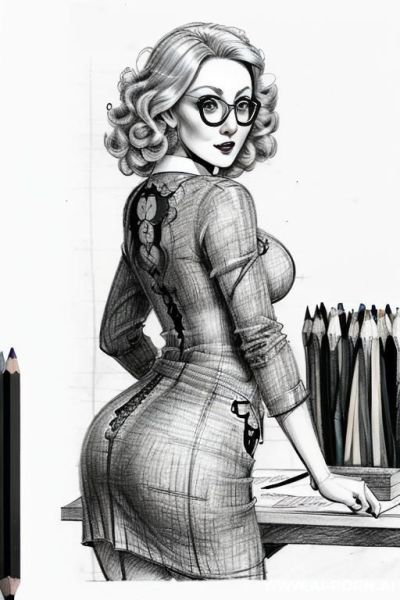 ((((in one panel))) ((((mediun body shot)))) ((((image comic-drawing pencil style)))) down level shot boobs in closedup ((((in the office)))) ((((from behind)))) ((((angry)))) ((((big eyes)))) pretty - ai-porn.ai - Italy on pornintellect.com