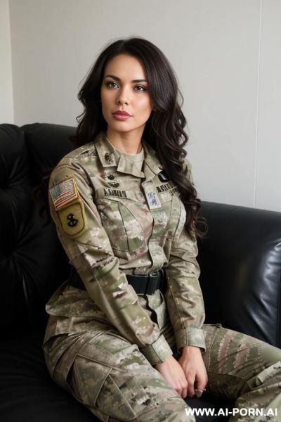 Curly hair latina in army uniform sucking a soldier big dick - ai-porn.ai on pornintellect.com
