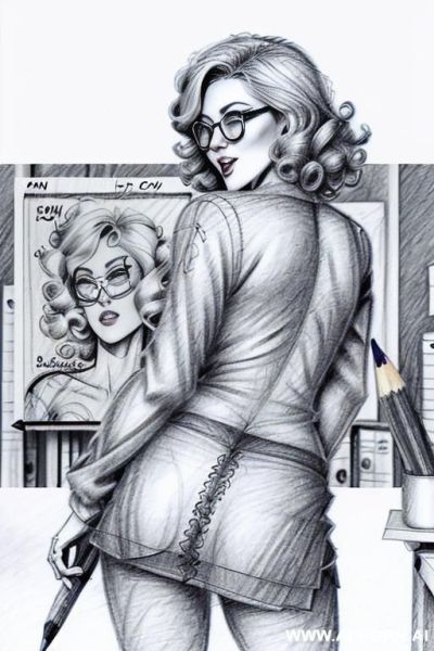 ((((in one panel))) ((((mediun body shot)))) ((((image comic-drawing pencil style)))) down level shot boobs in closedup ((((in the office)))) ((((anger)))) ((((from behind)))) pretty italian woman full - ai-porn.ai - Italy on pornintellect.com