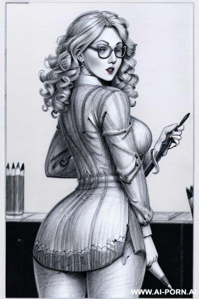 ((((in one panel))) ((((mediun body shot)))) ((((image comic-drawing pencil style)))) down level shot boobs in closedup ((((in the office)))) ((((from behind)))) ((((very angry)))) ((((big eyes)))) pretty - ai-porn.ai - Italy on pornintellect.com