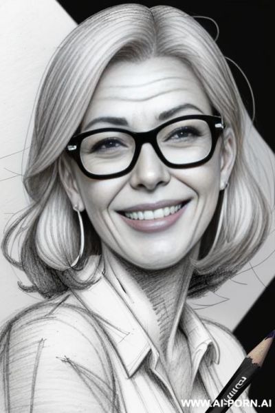 ((((image comic-drawing pencil style)))) ((((close up face shot)))) ((((in the office)))) ((((smiling silly face)))) pretty italian woman full lips, muscle fit , black short skirt , white long-sleeved - ai-porn.ai - Italy on pornintellect.com
